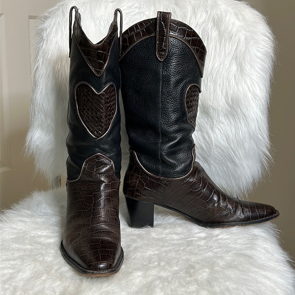 BRIGHTON, Black & Brown leather boot